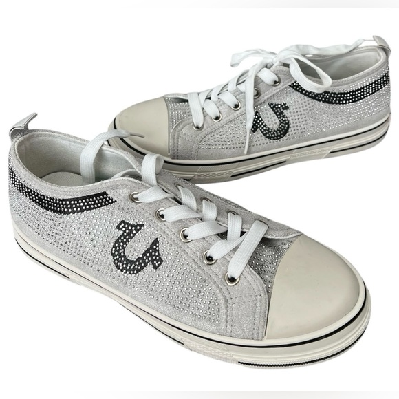 True Religion Addilyn women’s 8 Silver & white tennis shoes with silver bling - Picture 1 of 10